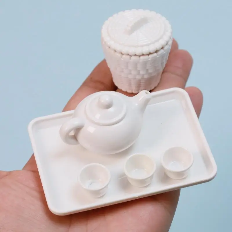 مجموعة 112 Kawaii لطيف لتقوم بها بنفسك الاستخدام اليومي 1 دمية مصغرة الملحقات طقم شاي صغير محاكاة غلاية لوحة كوب نموذج اللعب دمية