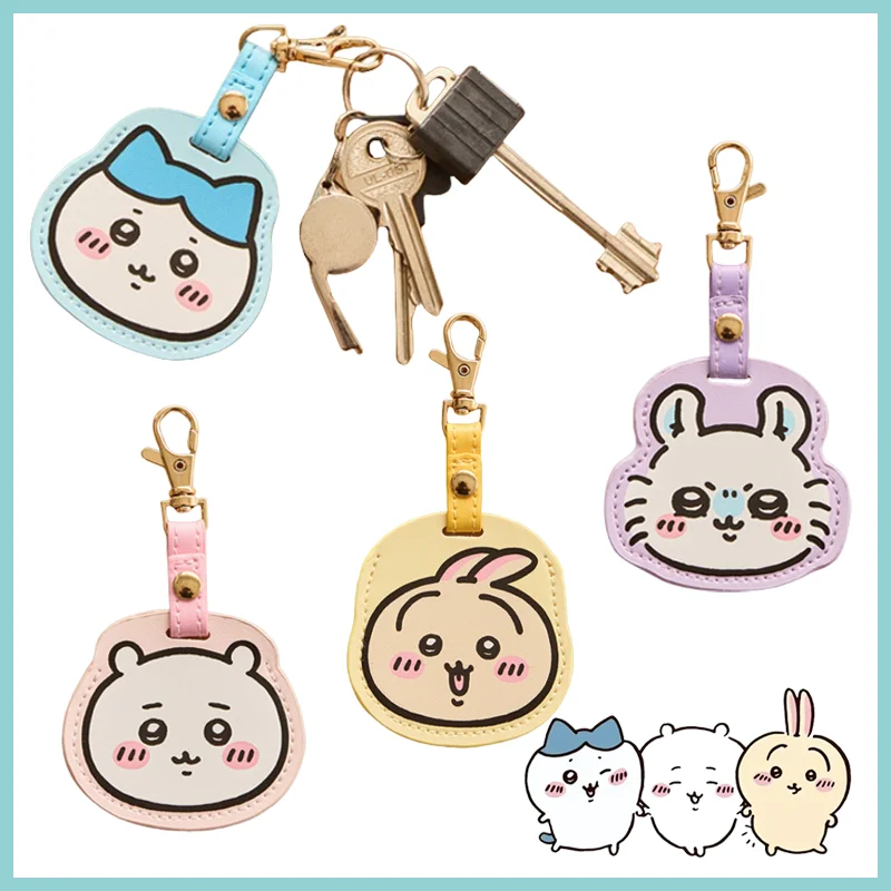 Chiikawa Access Control Card Cover Kawaii Anime Leather Keychain Elevator Induction Cards Key Tag Protective Sleeve Gifts