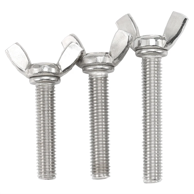 304 Stainless Steel Butterfly Head Wing Screws M6 10Pcs Hand Twist Thumb Bolts Anti-Rust Durable Sturdy Fasteners for Industrial