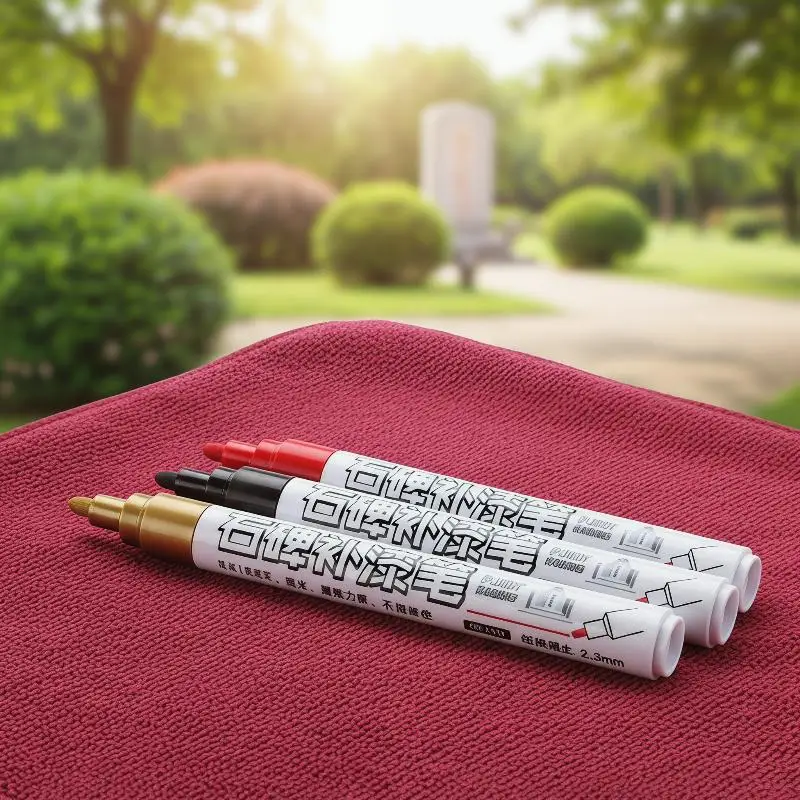 3Pcs Quick-Drying Oil-Based Fine Tip Pens Golden Tombstone Marker Pen For Cemetery Maintenance And Marble Tile Color Restoration