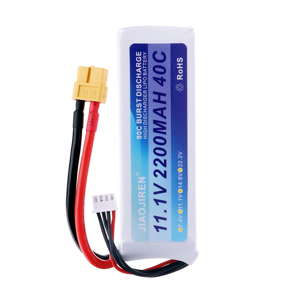 Baterai LiPo 3S 11.1V 2200mAh, untuk pesawat helikopter RC, Quadcopter, mobil dengan T/JST/XT30/XT60, suku cadang baterai 11.1v