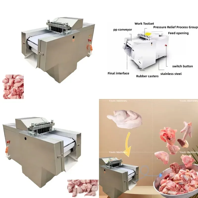 Commercial Frozen Meat Cutting Machine Automatic Chicken Dicer 600-750kg/h 220V 380V
