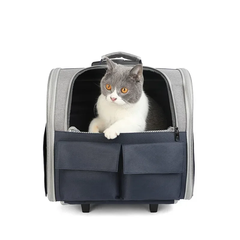 Nordic Trolley Luggage Go Out Portable Cat Bag  Dog Backpacks Large-capacity Breathable Backpack Foldable Pet Supplies MC