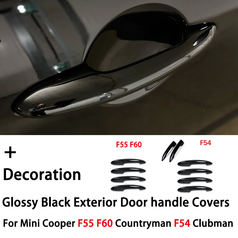 Couvercle de poignée de porte noir brillant, garniture extérieure, accessoires de style de voiture, MINI Cooper JCW F55 F54 Wlman F60 Countryman, 4 pièces