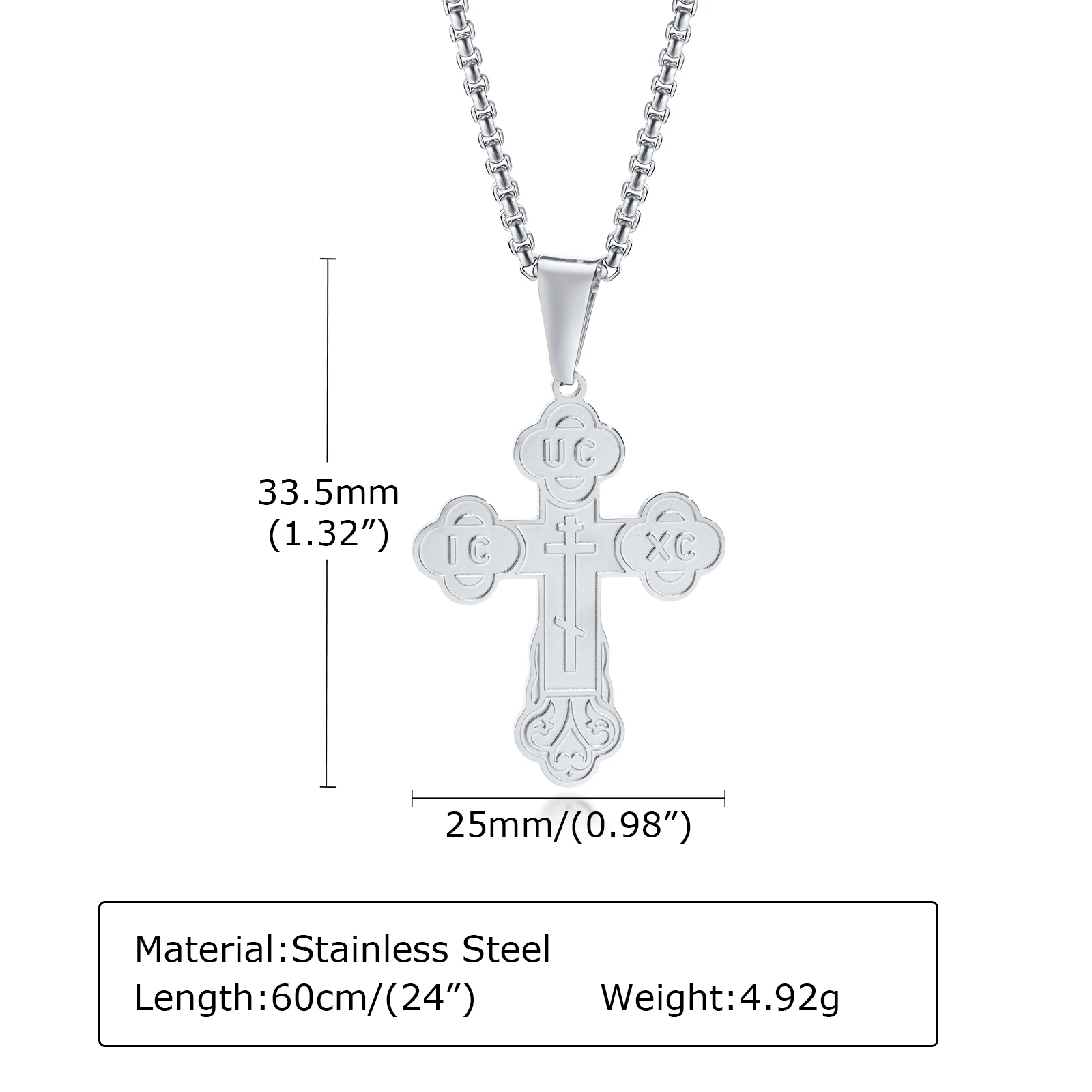 Orthodox Crucifix Cross Necklaces for Men Jewelry, Russian Eastern St. Nicholas Pendant Religious Prayer Gifts