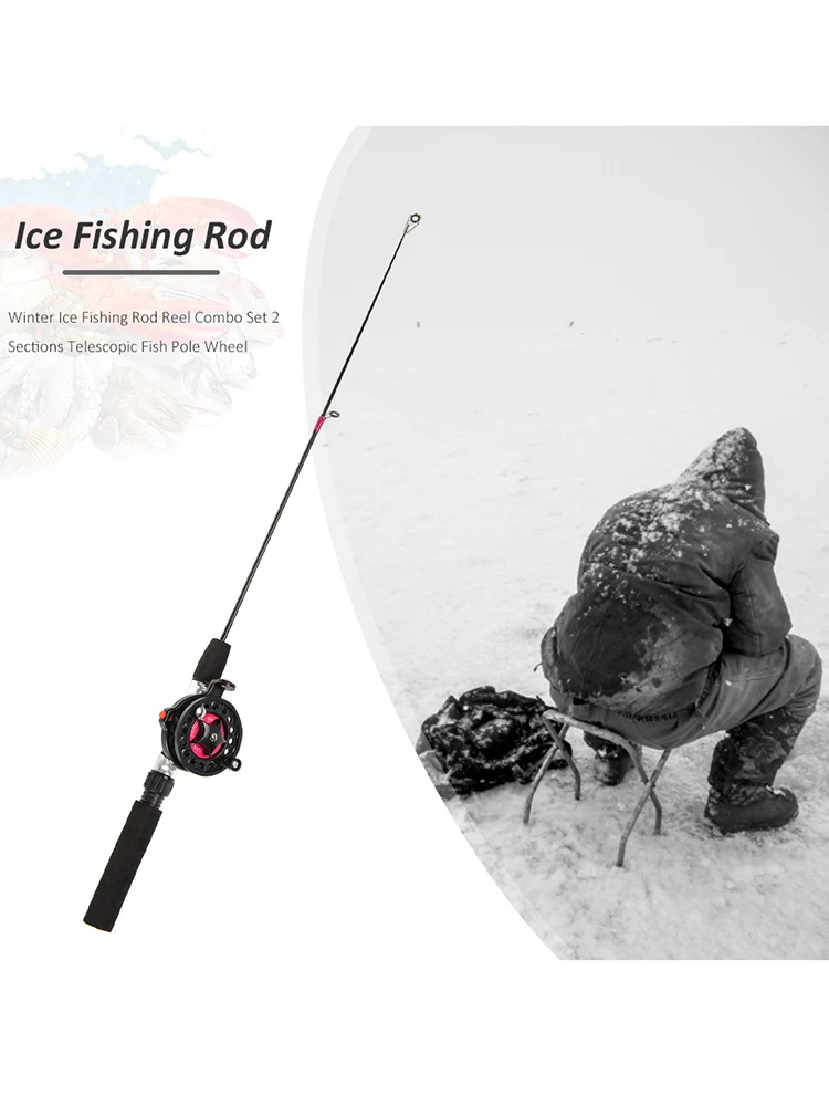 Telescopic Ice Fishing Rod 2 Sections Fishing Pole Portable Fishing Rod for River Lake Reservoir Ice Fishing and So On