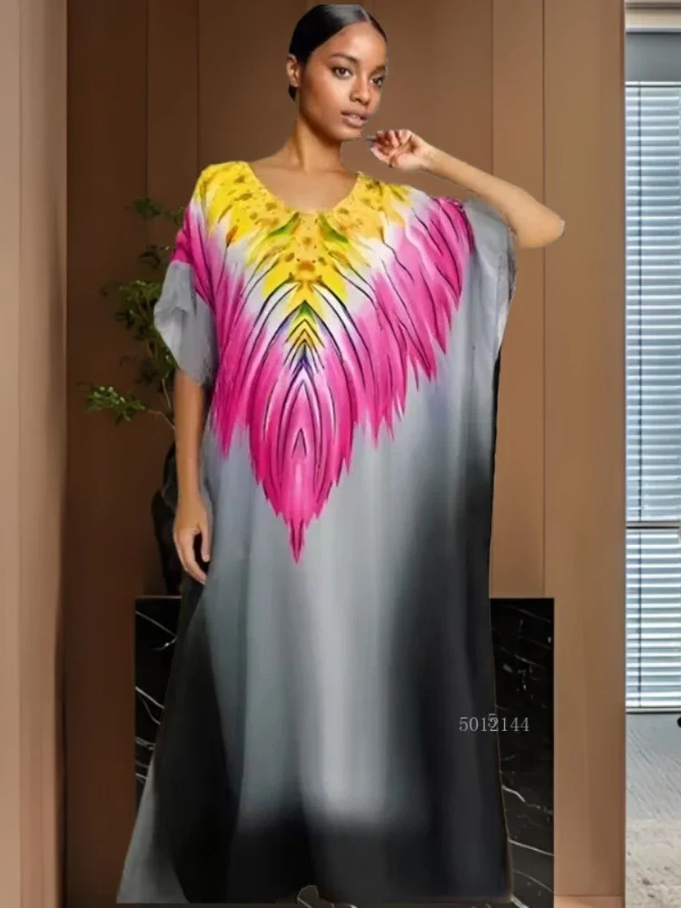 Elegantes, florales Baumwoll-Abaya für Damen, bescheidenes muslimisches Modekleid mit Schal, Dubai, islamische Kleidung, Gebetsrobe, individuell gestaltet, 2025