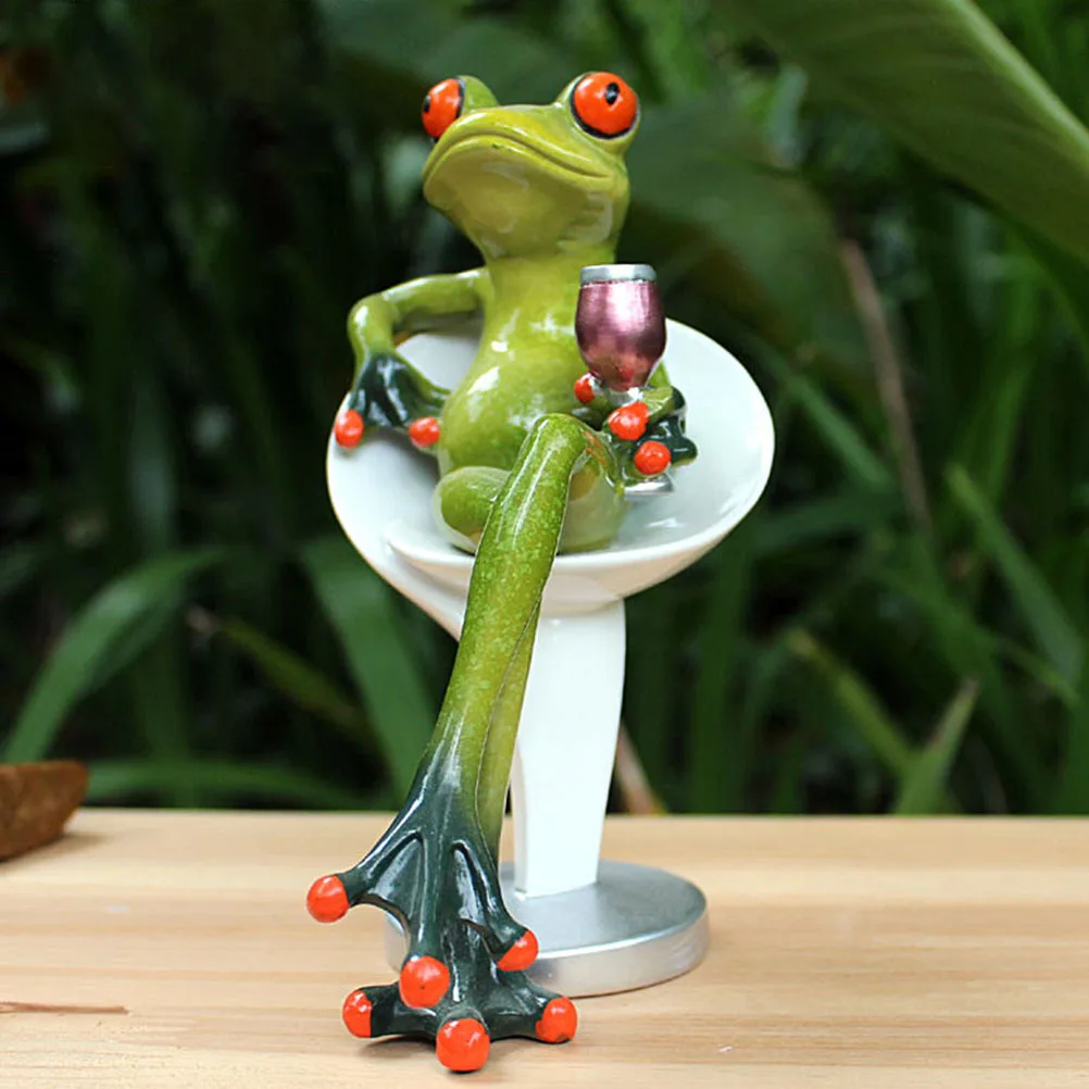 

Desktop Decor Realistic Frog Ornament Tabletop Decoration Sitting Chair Statue Car