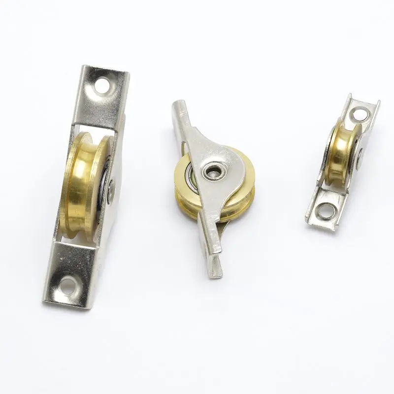 2Pcs/Lot Stainless Steel Sliding Door S/M/L Roller Cabinet Copper Caster Wheel Pulley Runners For Wardrobe Window Furniture