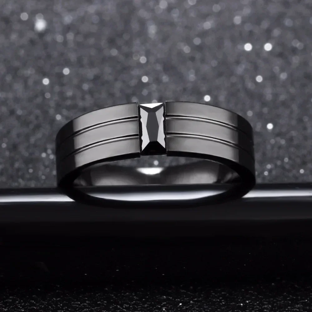 DARHSEN Punk Black Male Men Rings for Boy Solid Polished Stainless Steel Stone Ring Fashion Jewelry USA Size 7 8 9 10 11