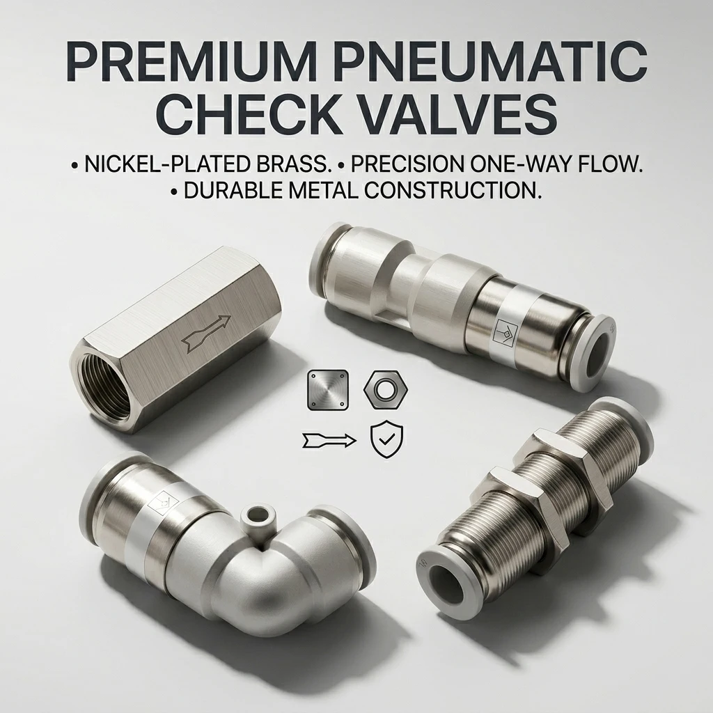 

SPM CV SPU SPV Pneumatic Check Valve, One-Way Push-In Fittings, Air Tube Connector, Elbow & Bulkhead,Nickel-Plated Copper,4-12mm