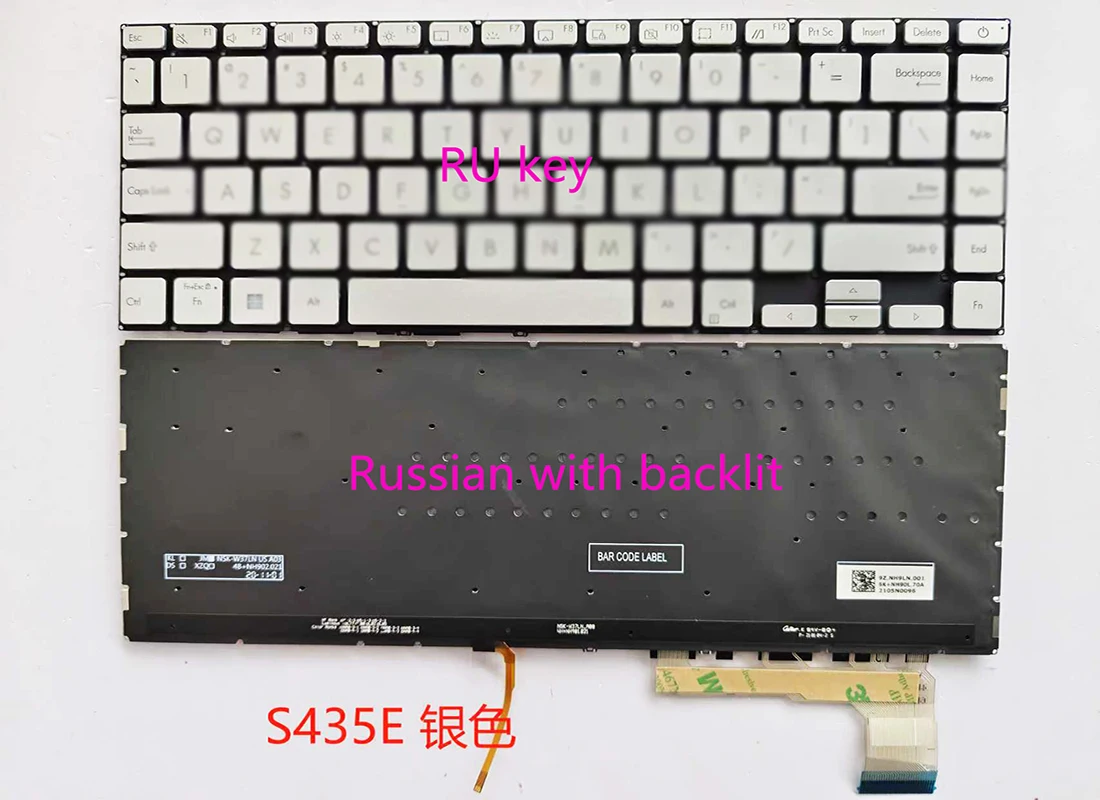 

Клавиатура для ASUS VivoBook X435 X435EA S435 S435E S435EA S435EA-SB51Серебристая с русской раскладкой с подсветкой
