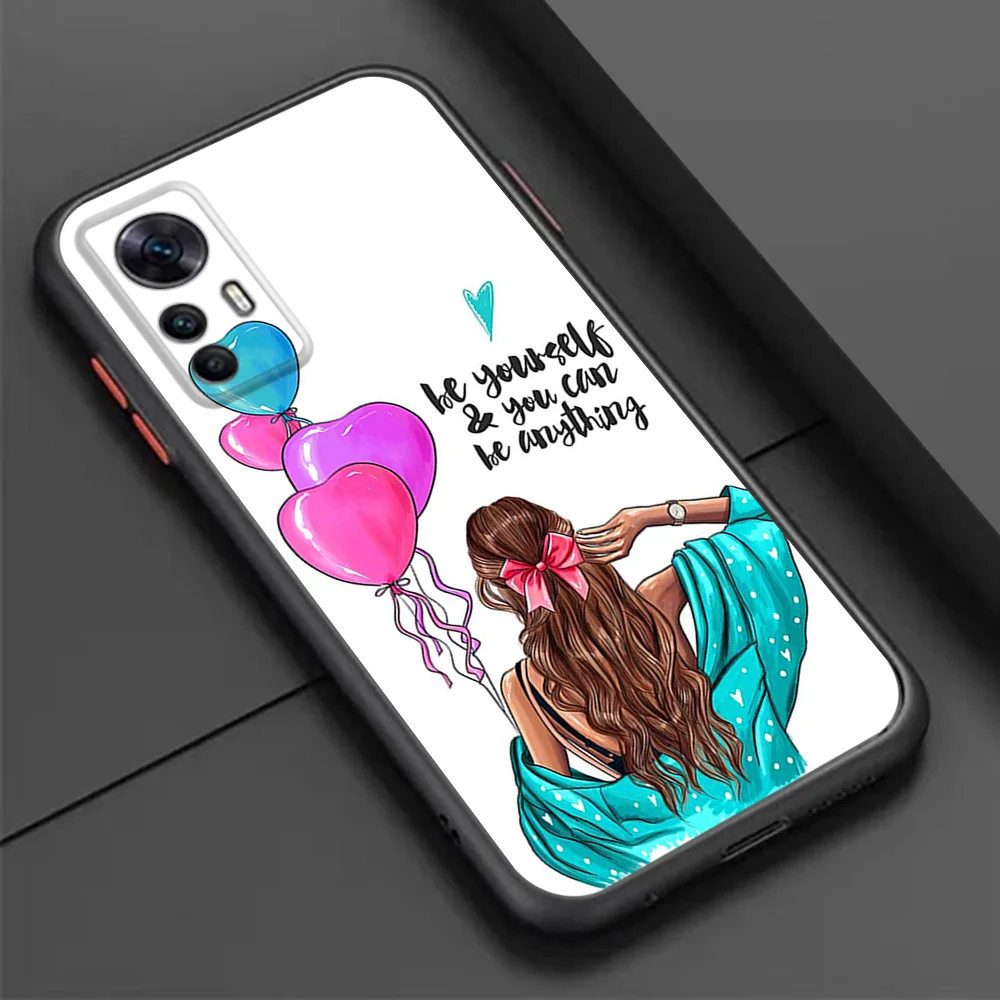 샤오미 10t 레드미 휴대폰 케이스, 노트 9, 10 프로, 9t, 9t, 9c, 10a, 10 c, 9s, 10s, 8, 7, 8t, 9i, 노트 10 시티 플라워 걸 블랙 반투명 커버