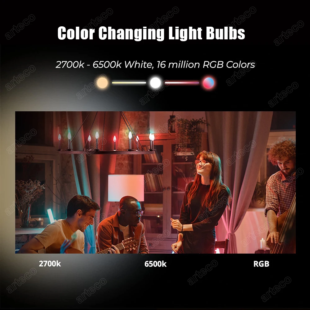 Tuya E14 Candle Lamps Smart Led Bulbs APP Control Bluetooth WIFI RGB C+W LED Light Dimmable Smart Life Room Home Chandelier Lamp