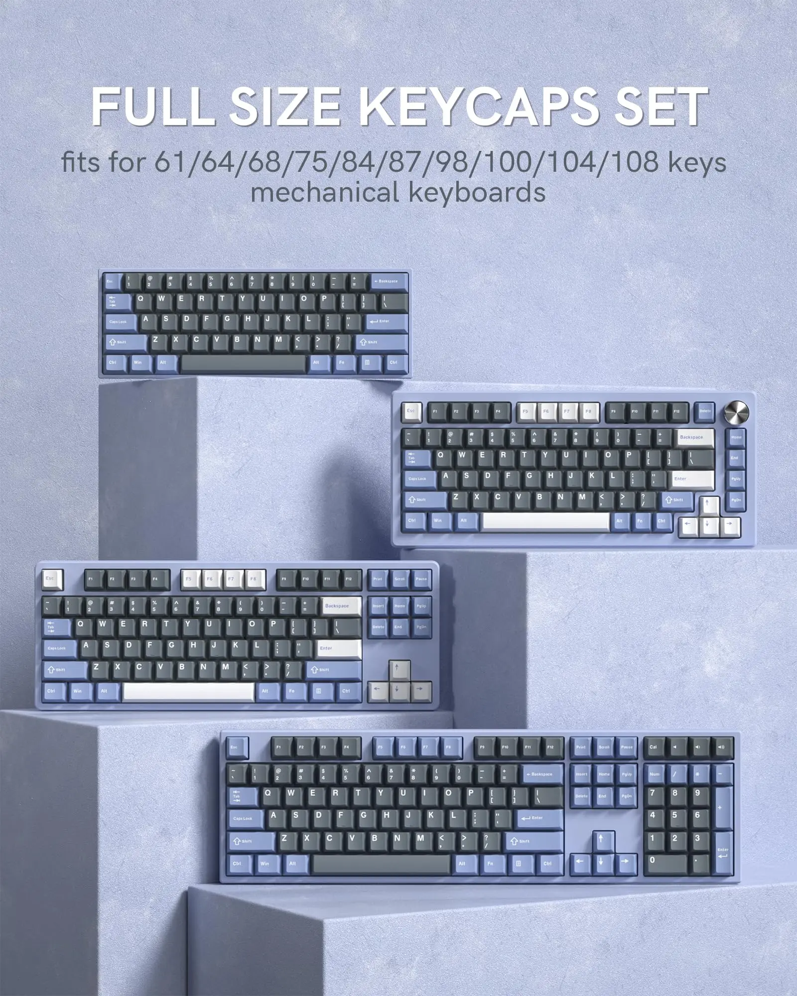 138 Keys Grey Purple PBT Keycaps Cherry Profile Double Shot for Mechanical Gamer Keyboard For GK61 Anne Pro 2 Gateron Switches