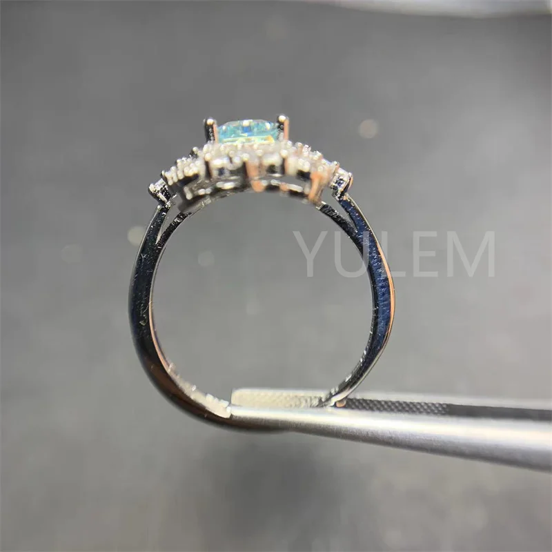 New Arrival 18K White Gold Plated Radiant Cut Diamond Test Past 1 Carat Pink Radiant Moissanite Ring Gemstone Wedding Jewelry