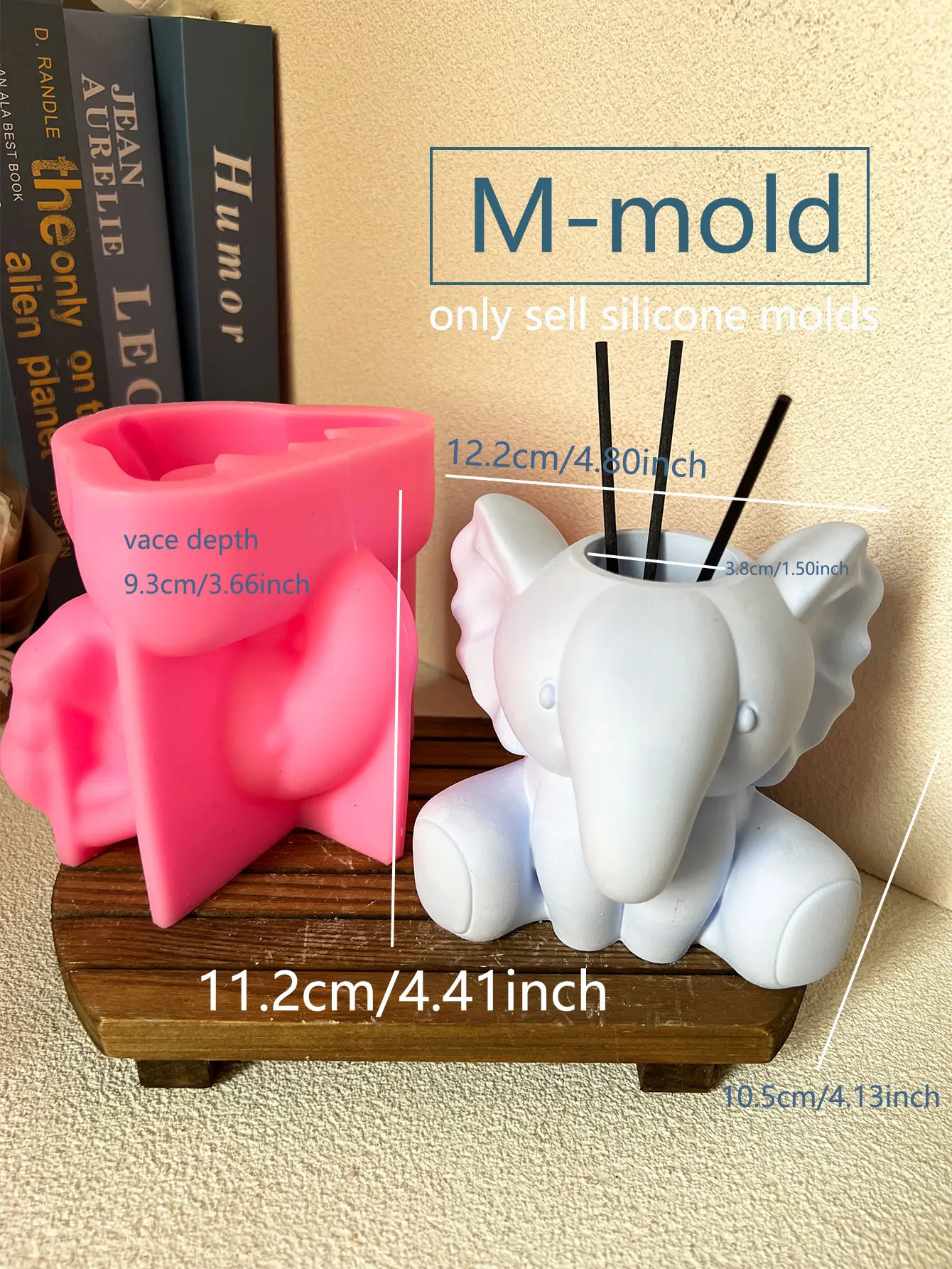 Cute Elephant Vase Plaster Mold Succulent Flowerpot Silicone Mold Concrete Aroma Stick Vessel Matches Pen Holder Planters Mold