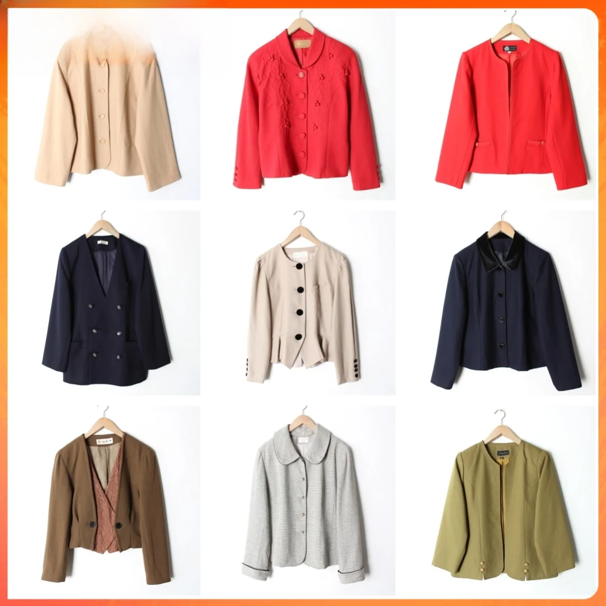 

Vintage round Ne Women's Suit Jaet Luxury Select Casual Long Sve Woolen Coat Single Button Closure Pure Color