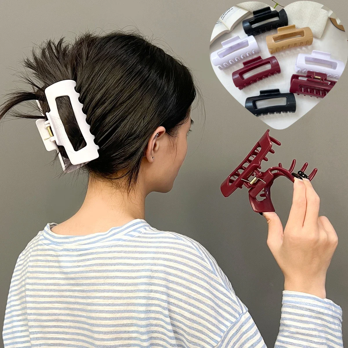 4PCS Einfache Weiche Silikon Shark Clip Französisch Stil Komfortable Haar Klaue Sicher Anti Kollision Schutz Frauen Zubehör – Detail 1