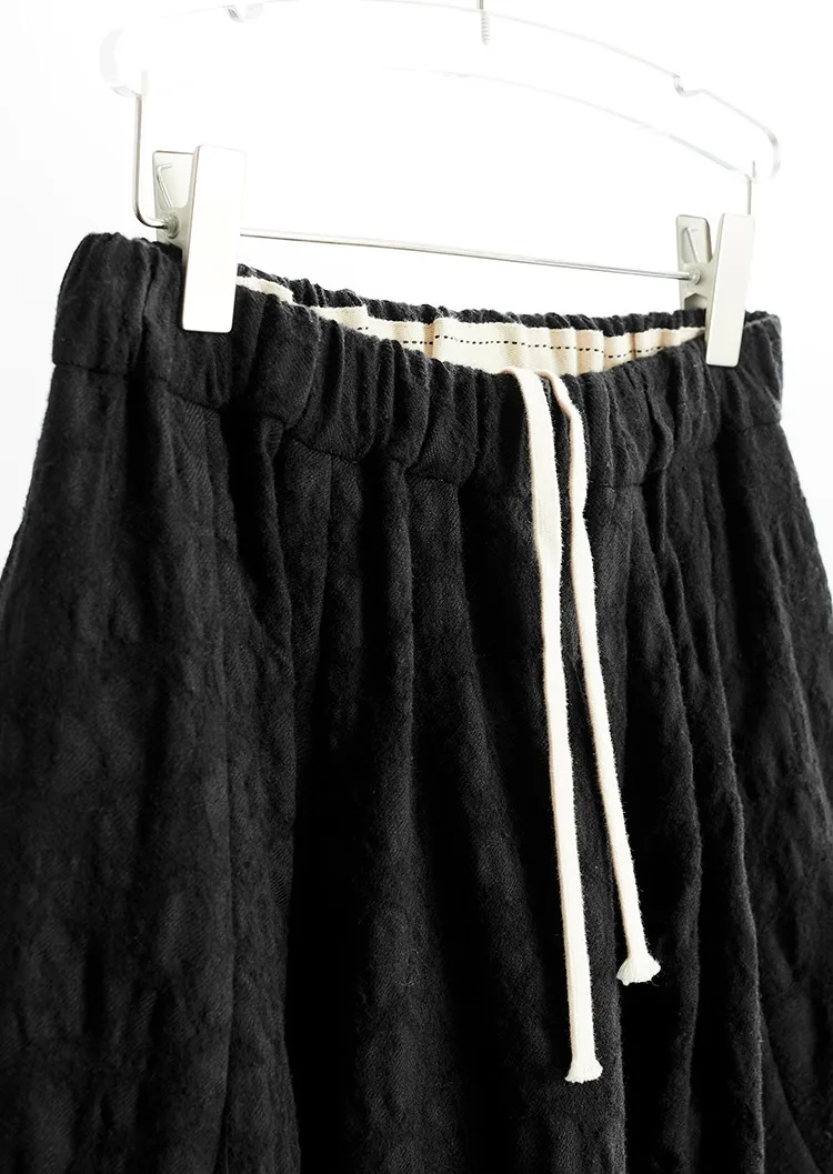 Versatile Umbrella Skirt~Autumn and Winter 100% Wool Jacquard Skirt for Women, Black Flower Bud Skirt