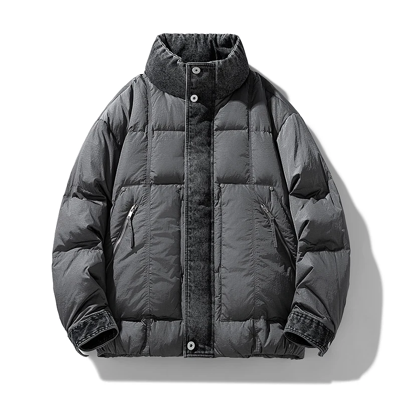 【New】Winter 90% Down Jacket - US High - street Denim - Spliced Workwear Style (New Arrival)