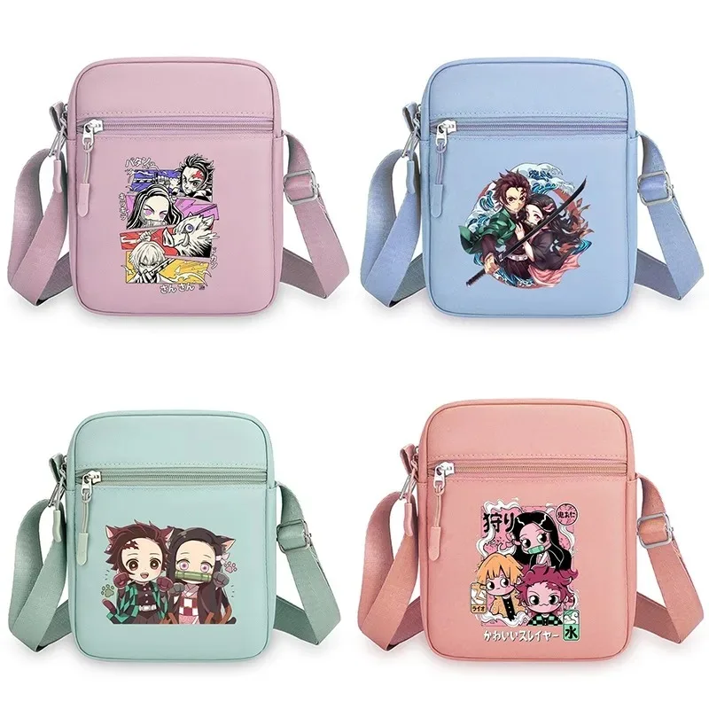 Demon Slayer Umhängetaschen, Cartoon-Anime-Muster, bedruckt, Umhängetasche für Jungen und Mädchen, modische Geldbörsen, Weihnachten, Geburtstag, Party, Geschenk
