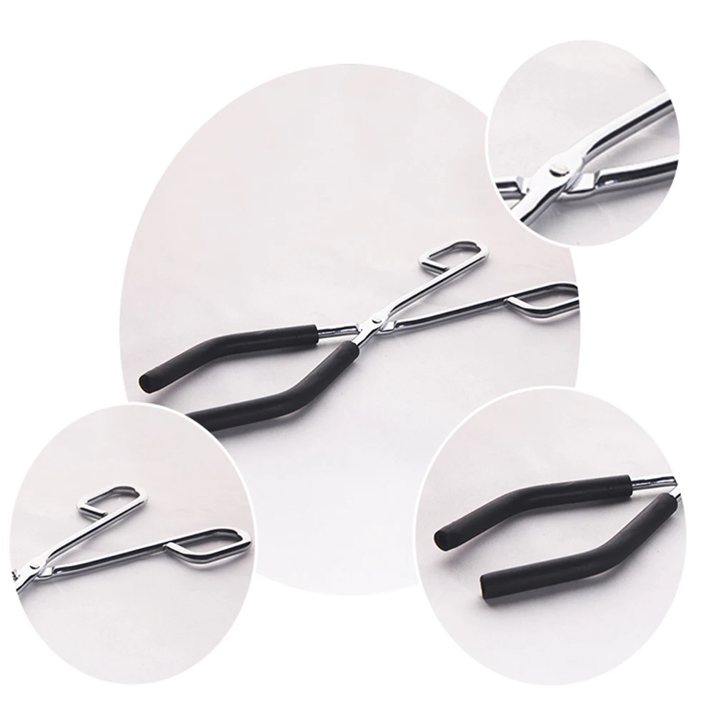 

2pcs Beaker Clamp Glass Fixing Clip Protective Rubber Cover Metal Lab Equipment Accessory For Flask Crucible School