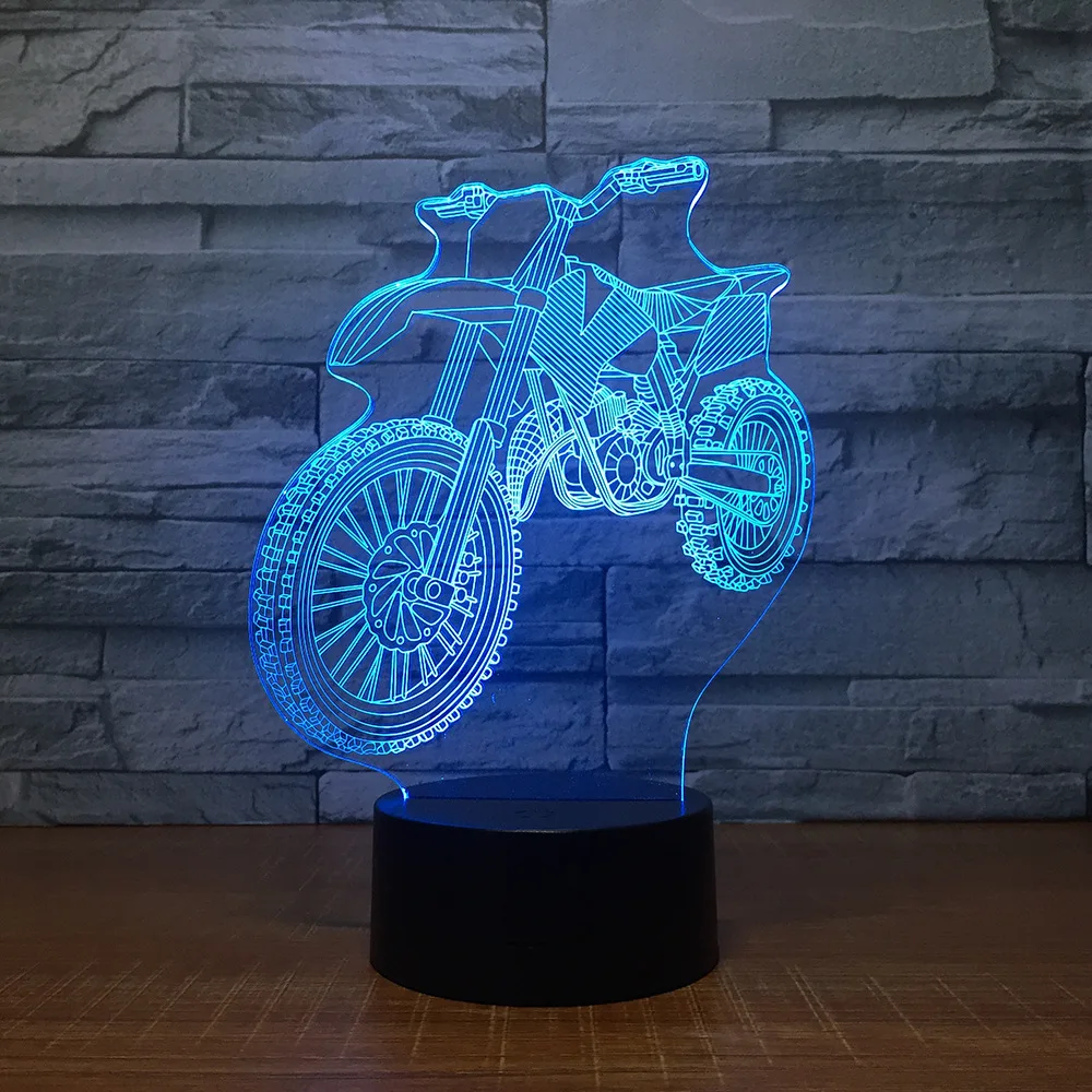 

Motorcycle 3d Night Light Colorful Color Led Usb 3d Light Fixtures Christmas Decorations Gift For Baby Room Kids Lights Lamps