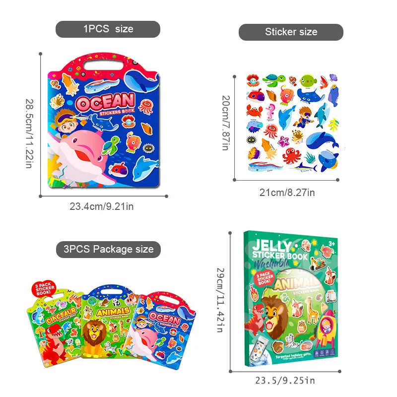 Waterproof Reusable Sticker Book for Kids - Dinosaurs, Animals, Space,Vehicles & Ocean Themes | Travel Car Airplane Quiet Time A view 6