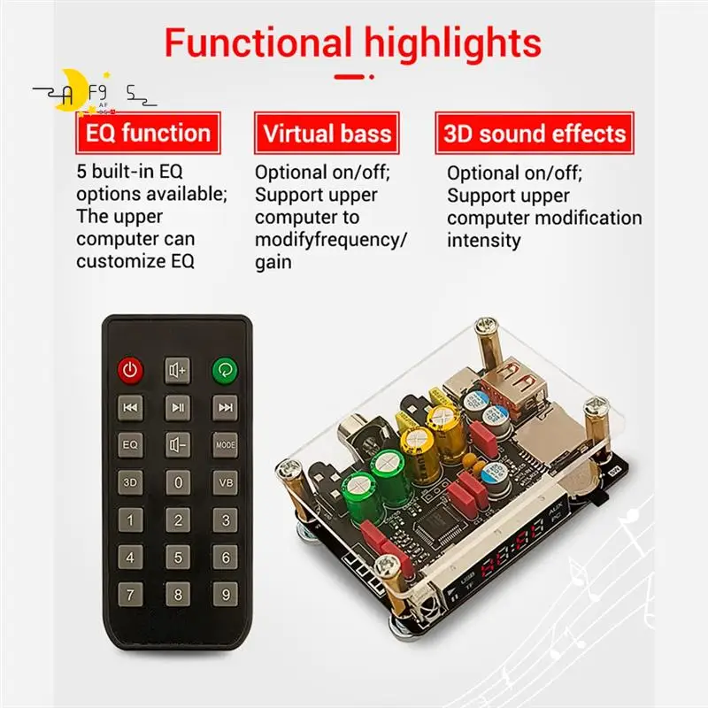 

AF95-ZK-DAM K1 DSP Tuning Preamp Bluetooth Decoder Board Non-Destructive Fever U Disk Coaxial Sound Card TF Decoding Board