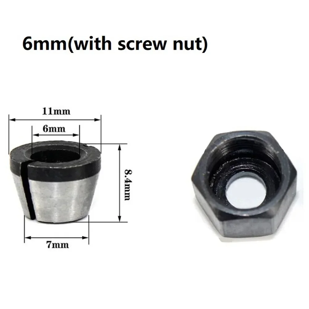 0.24/0.25/0.31inch Carbon Steel Collet Chuck Adapter With Nut Engraving Trimming Machine Wood Router Woodworking Tools