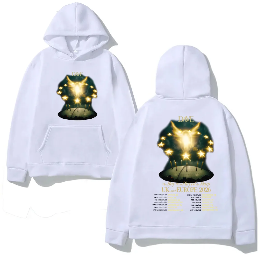 ديف الصبي الذي يلعب القيثارة ألبوم جديد جولة 2026 هوديي الجرافيك طباعة البلوز الملابس الشعبية سوداديراس للجنسين البلوفرات