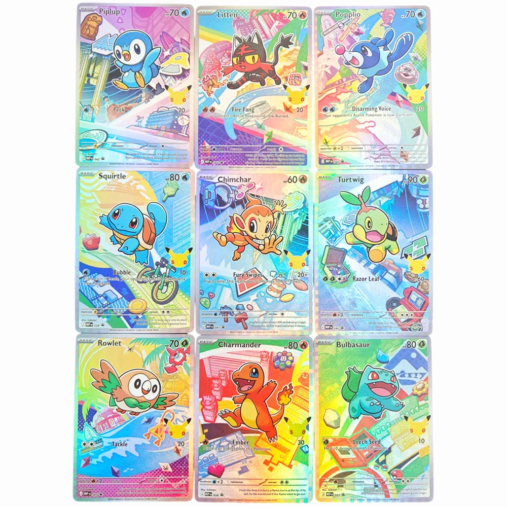 Cartas Proxy Pokémon: Conjunto Promocional de Ilustrações dos Primeiros Parceiros da 30ª Celebração - Coleção de Cartas de Jogo TCG em Inglês (MEP)