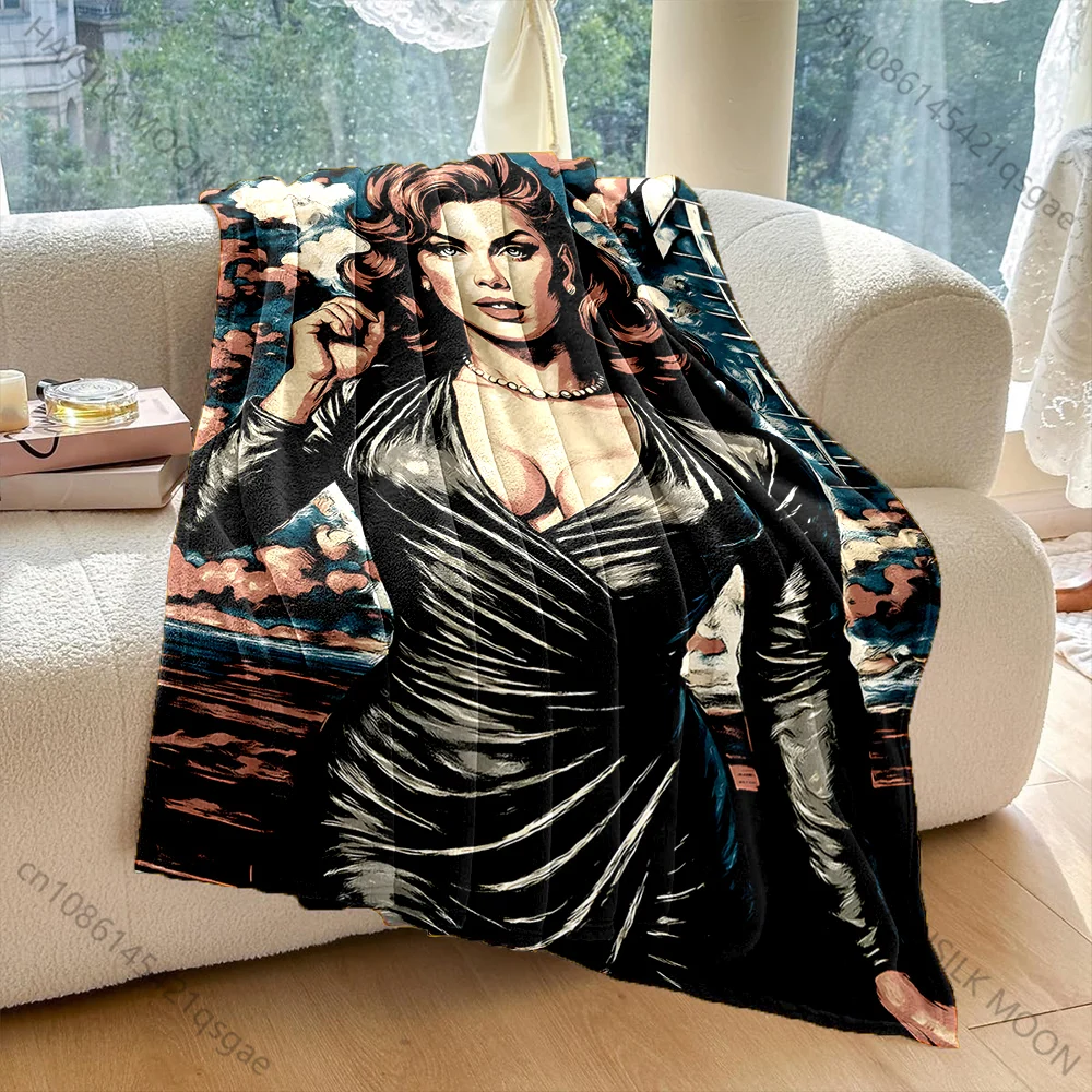 

1 шт. Теплый плед с принтом «Женщина в блестящем платье» для взрослых и детей, мягкий, удобный, подходит для дома, путешествий, автомобиля, на все сезоны.