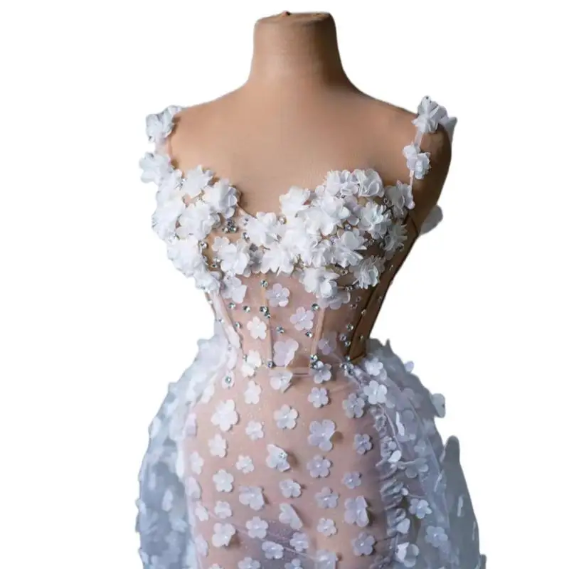 Huaxiang-Robe Longue Élégante à Fleurs pour Femme, Tenue de Soirée, de Mariage, de Bal, de Cérémonie de Remise de Diplôme, d'Anniversaire, 2 Pièces