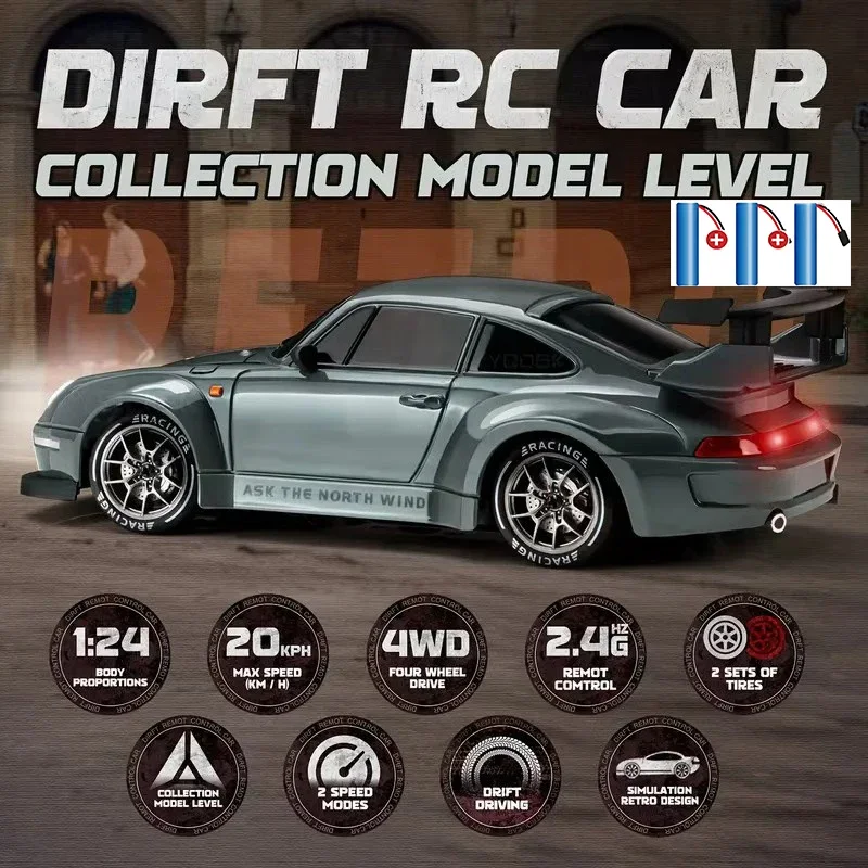 RC Mini Car Racing Drift Model 1/24 2.4G RC Vehicle Linkage Light Set Max Speed 20km/h Indoor Toys for Boys Kids Birthday Gifts