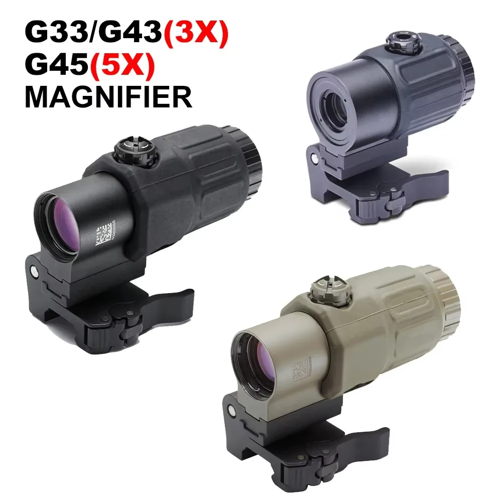 G33 G43 G45 Sight Fixed 3X 5X Magnifier Scope With Switch to Side Quick Detachable QD Mount For Airsoft Hunting