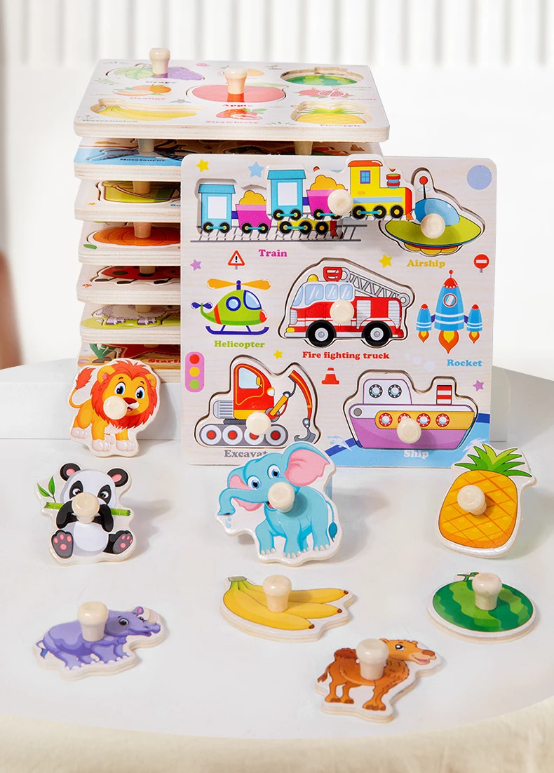Montessori Spielzeug Holz 3D Puzzle Cartoon Tier Intelligenz Puzzle Frühes Lernen Pädagogisches Spielzeug für Kinder – Detail 2
