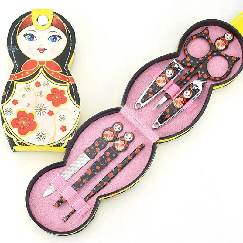 Ciseaux de manucure pour ongles, poupée russe, outil de pédicure, Kit de voyage, coupe-ongles, soins, toilettage, Portable, 6 pièce/ensemble