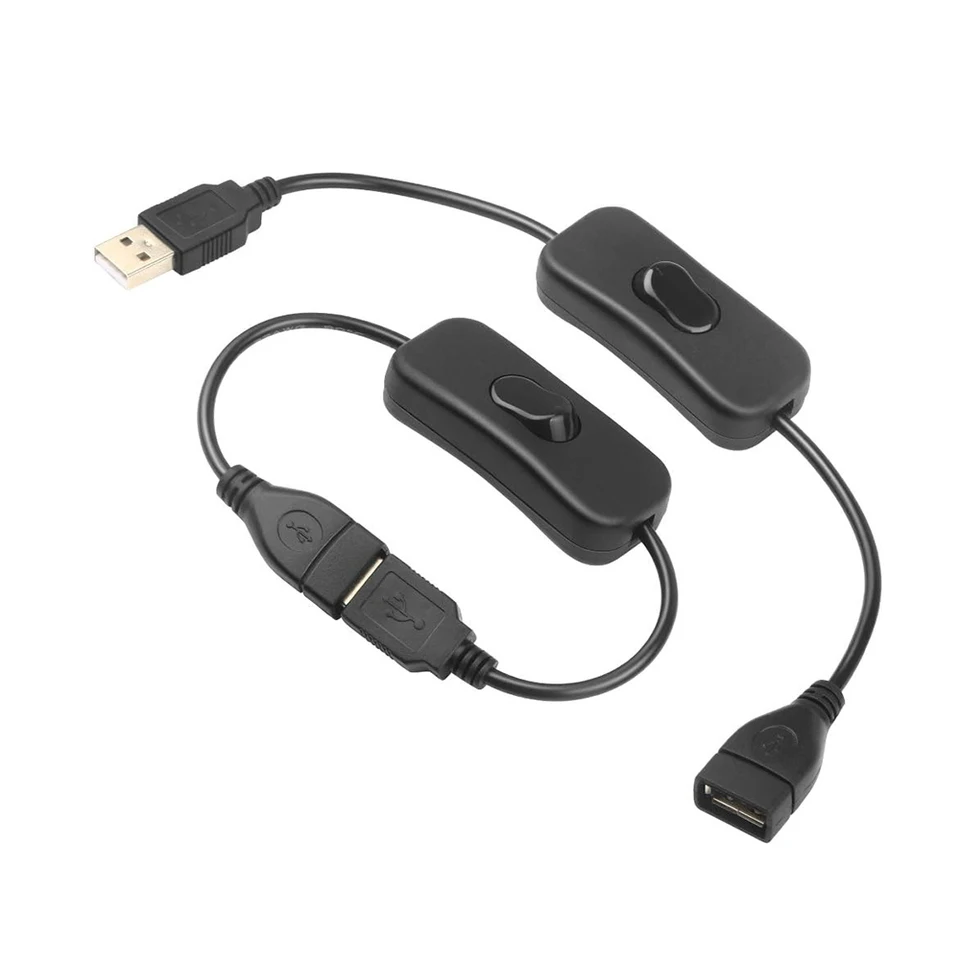 2 Stuks 0.3M Usb Mannelijke Naar Vrouwelijke Voedingskabel Met Aan/Uit Verlenging Inline Rocker Schakelaar Voor Rijden Recorder Led Bureaulamp Usb Fan