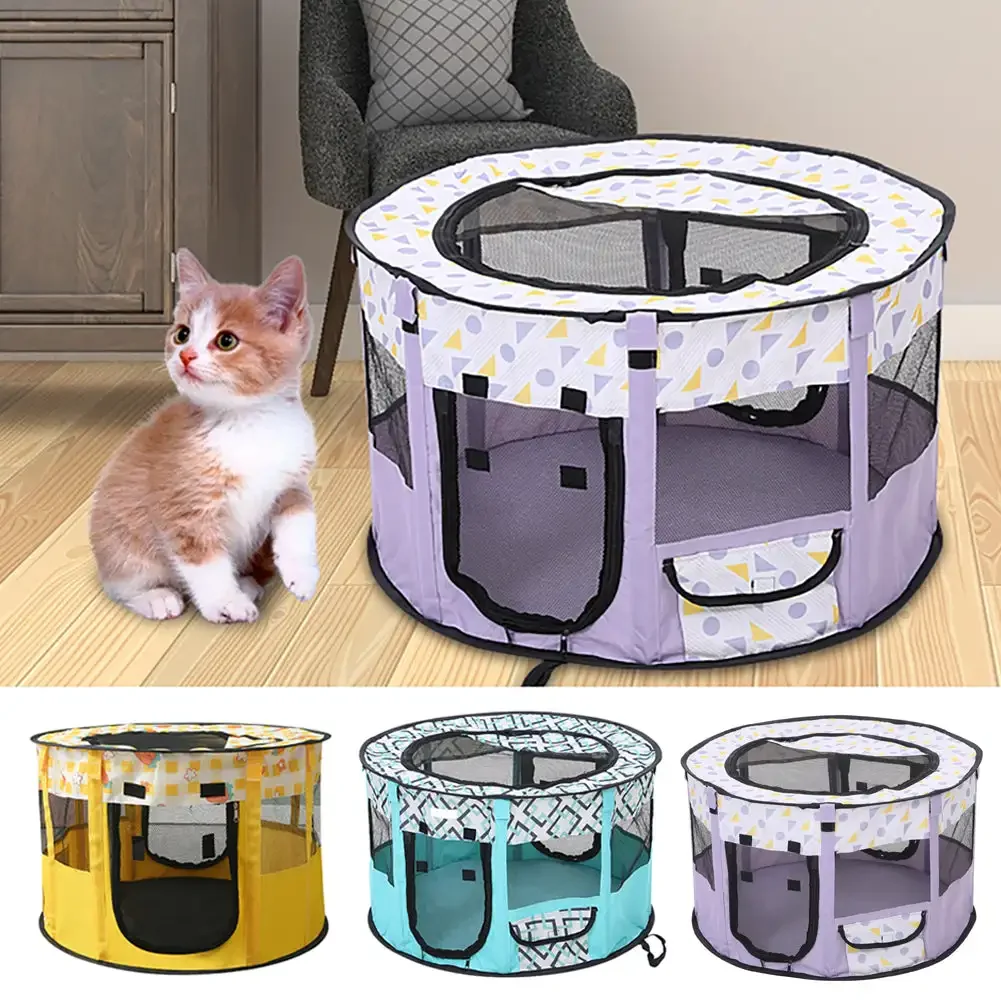 Portable Folding Pet Tent Delivery Room Round Cage for Cat Tent Playpen Puppy Kennel Easy Operation Fence Outdoor Dogs House