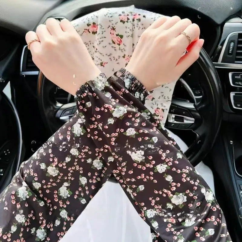 أطقم أكمام واقية من الشمس صيفية فضفاضة بأكمام ثلجية مستقيمة للنساء من الحرير الجليدي وواقي للذراع وأكمام للذراع أثناء القيادة وركوب الخيل