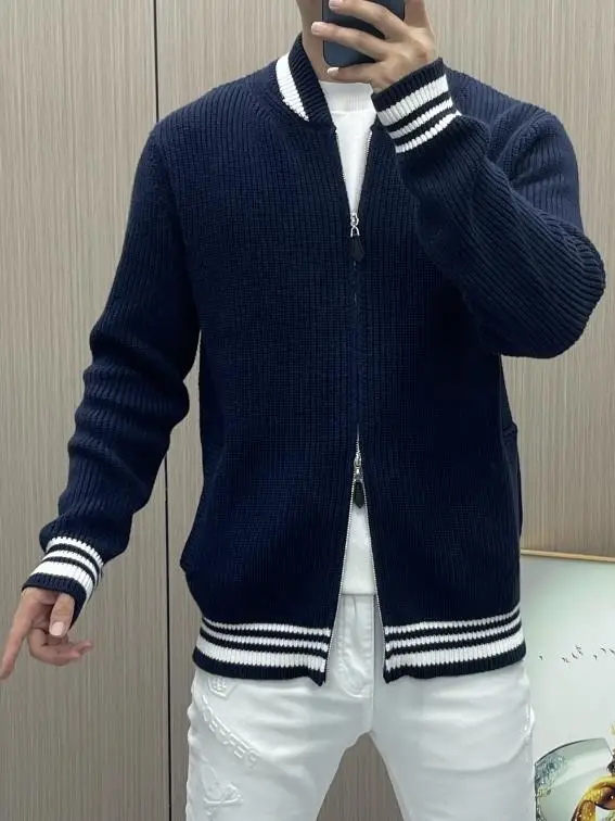 

Новый мужской вязаный свитер с воротником-стойкой, удобный, стильный, модный, универсальный, для осени и зимы, Haome