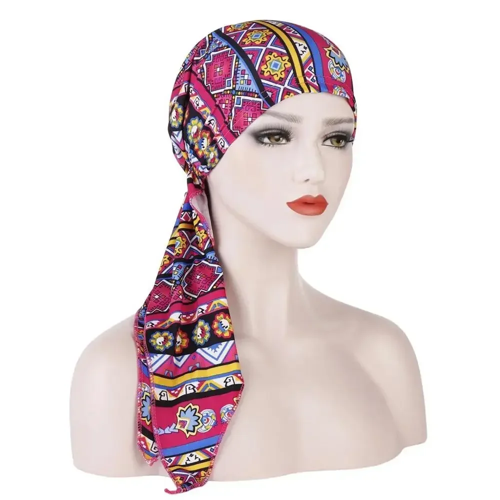 Women Stretch Bonnet Muslim Turban Hats Beanie Skullies Headscarf Wrap Chemo Lady Bandana Caps Underscarf Islamic Hair Loss Cap