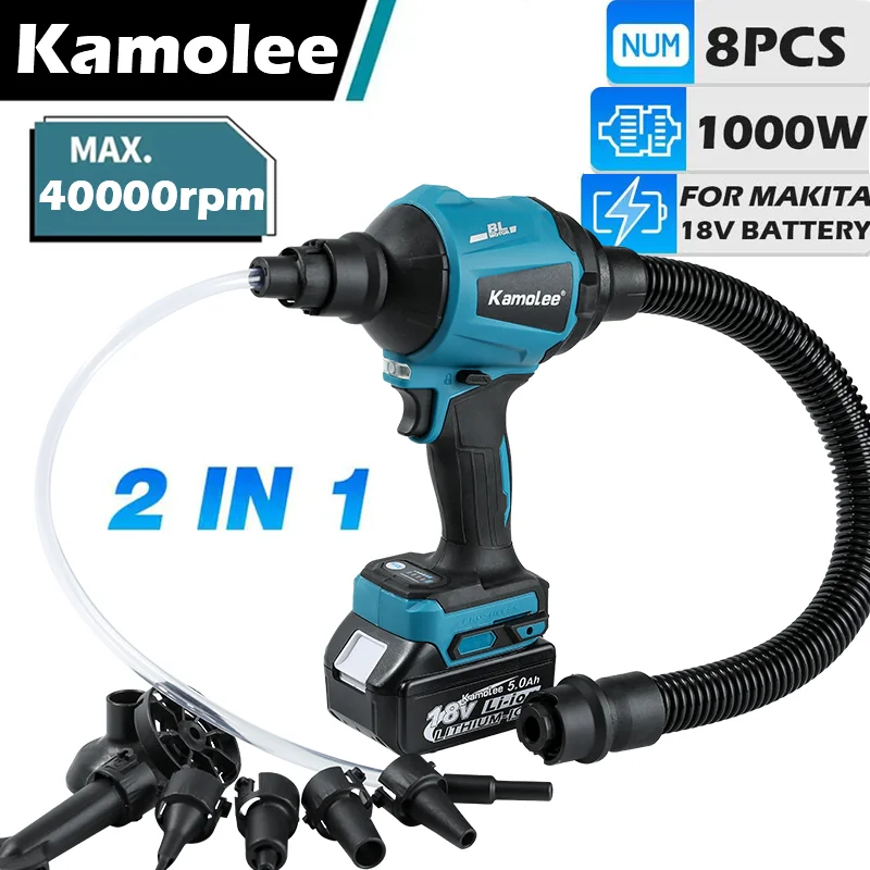 Kamolee-ventilador de ar sem Fio 40500rpm Ventilador de pó Inflador de Vácuo Multifunções Ventilador Recarregável Makita 18v Bateria