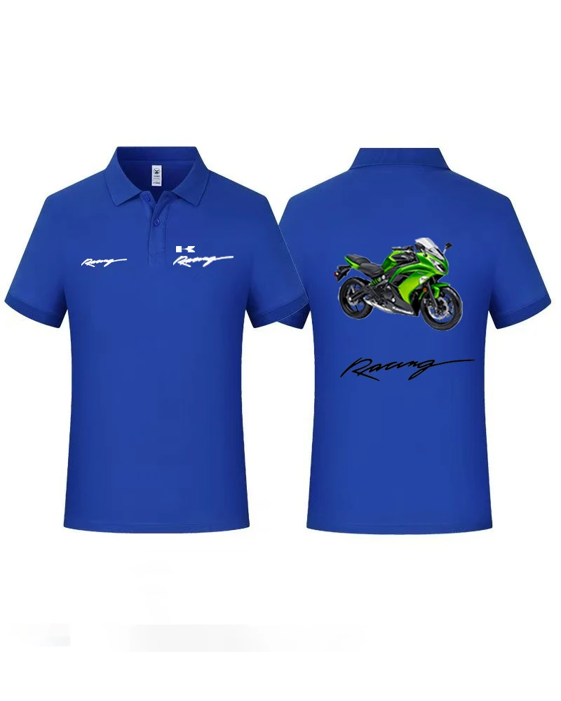 

Ice silk solid color polo shirt Kawasaki printed logo short sleeved lapel, printed corporate culture shirt workwear embroidery