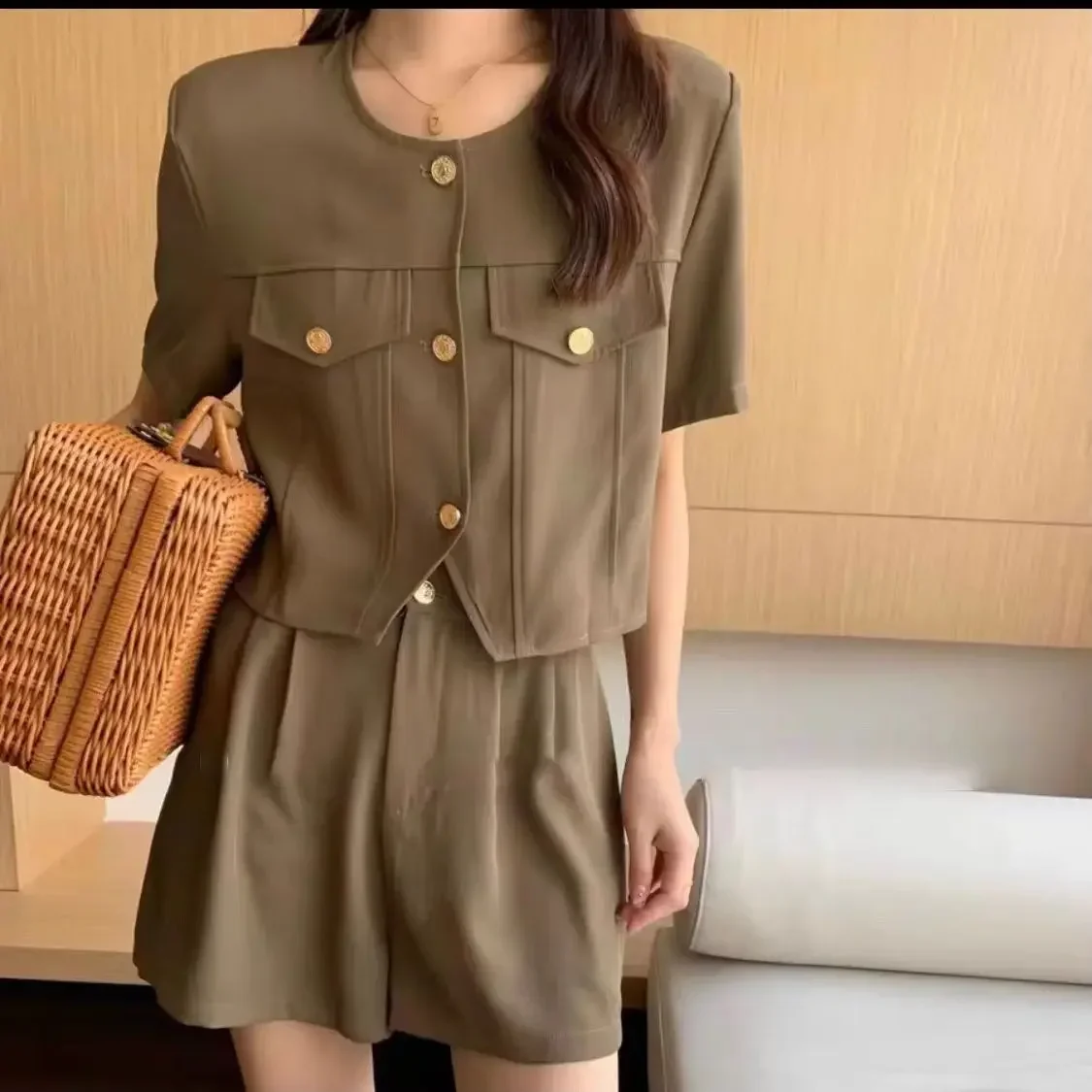 Black Casual Loose Women's Short Sets 2 Pieces Cheap Offers Novelty In Light Female Shorts Summer Fashion Tailor Outfits