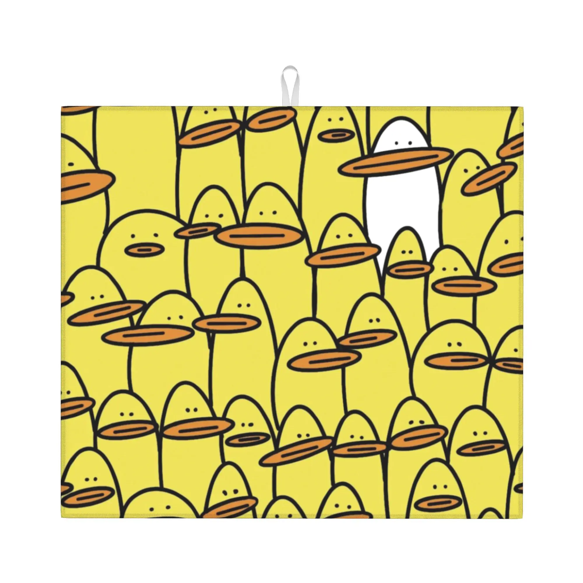 Yellow Classic Rubber Duck Gothic Non Slip Kitchen Counter Protector Mat Barware Tableware Reusable Drying Mat For Kitchen