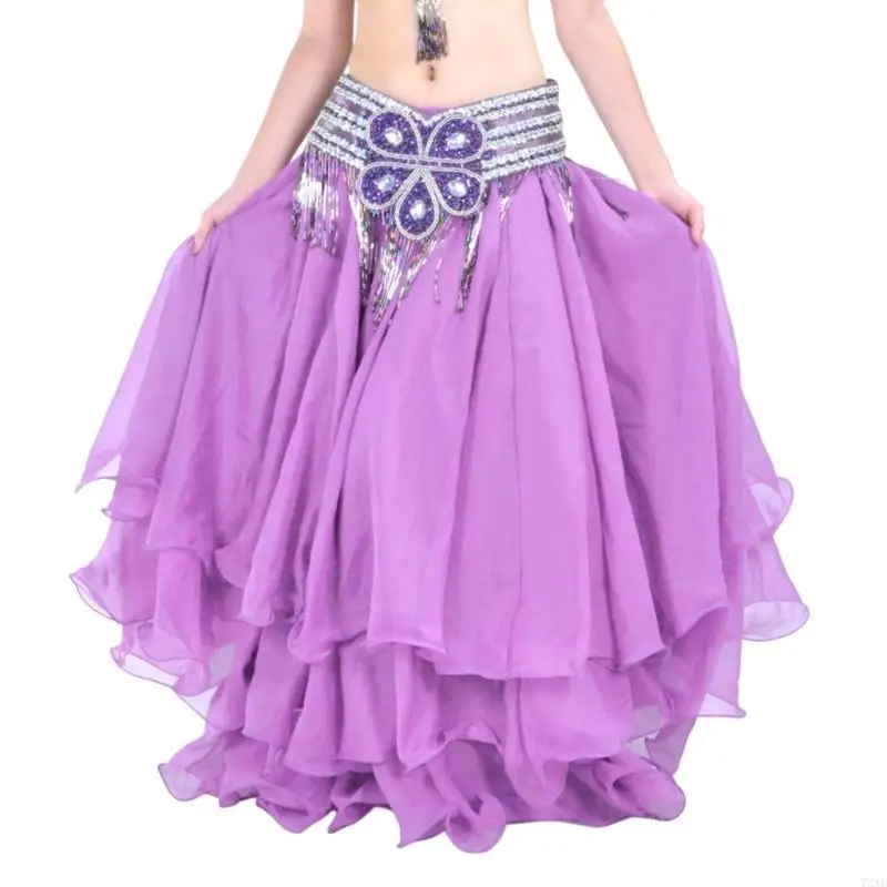 72XE Falda acampanada 3 capas para disfraz teatro, dobladillo barrido, tela transpirable secado rápido