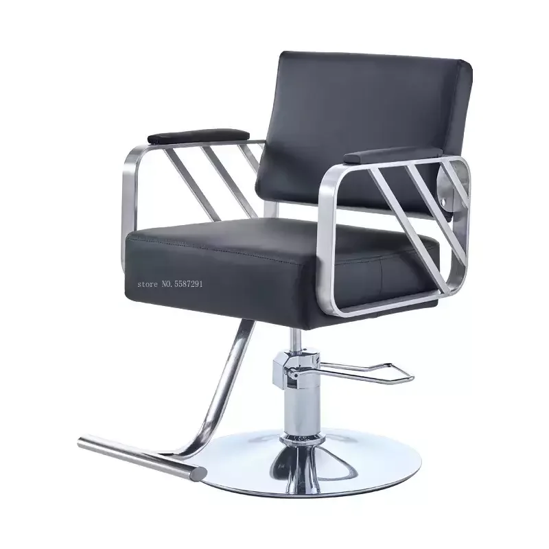 Silver Plated Chassis Salon Furniture Hair Cutting Styling Hydraulic Recline Barber Chair Commercial Furniture for Barbershop